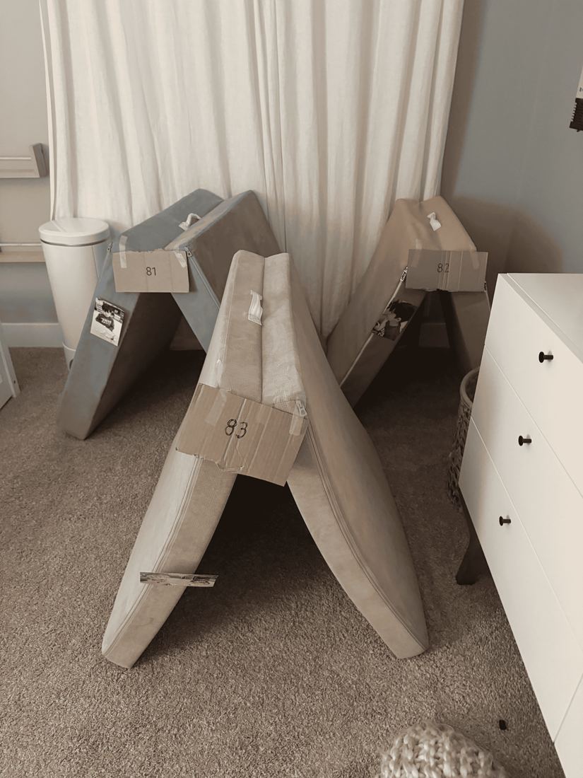 All three rooms of the hotel: cozy cushion tents numbered 81, 82 and 83